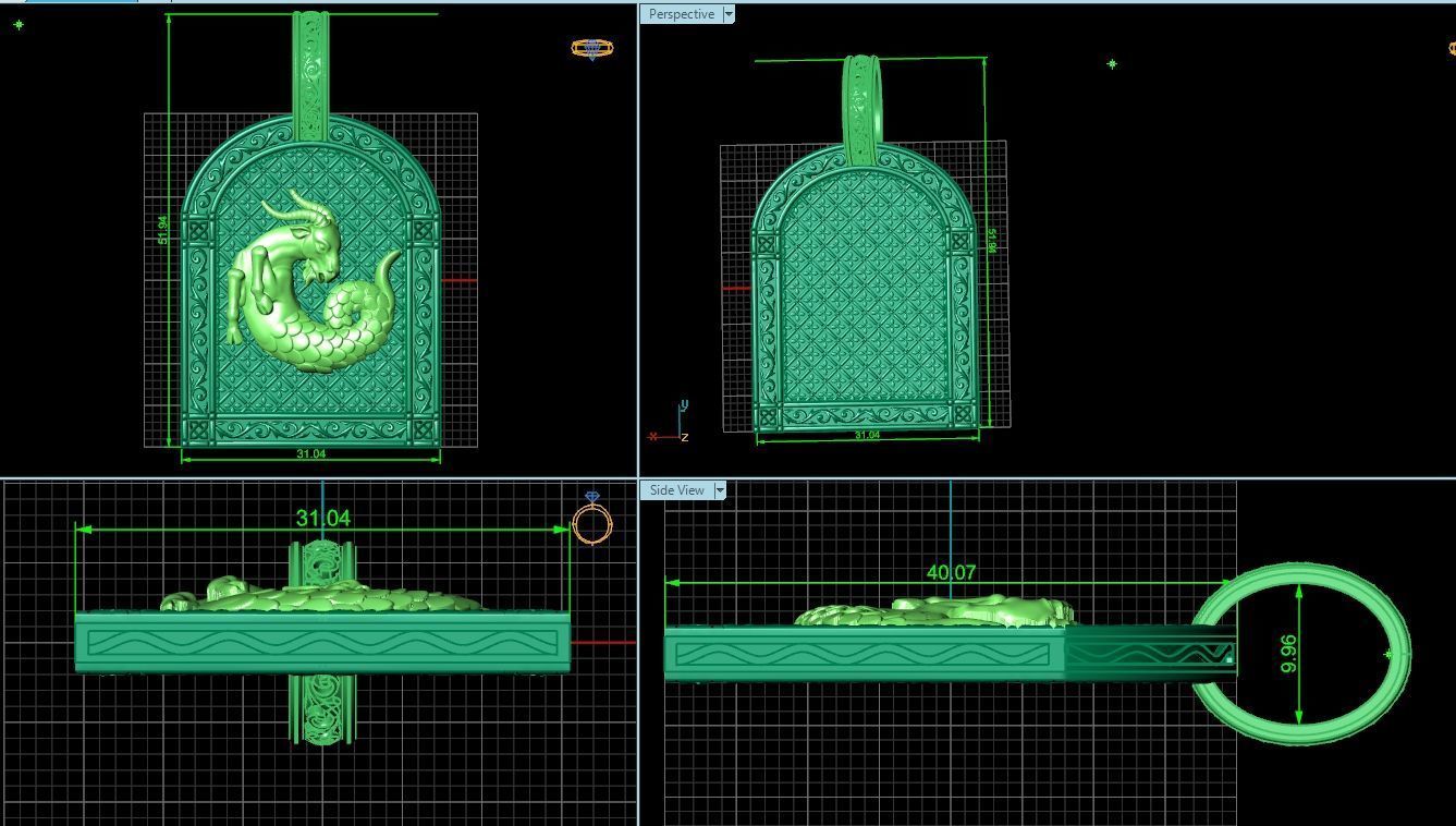 pendant capricorn astrology zodiac sign 1485 3D print model_4