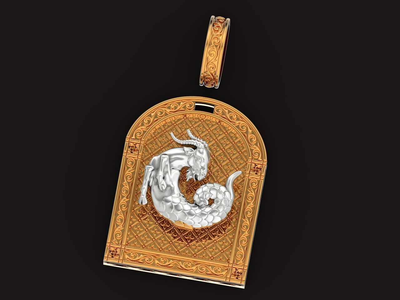 pendant capricorn astrology zodiac sign 1485 3D print model_10