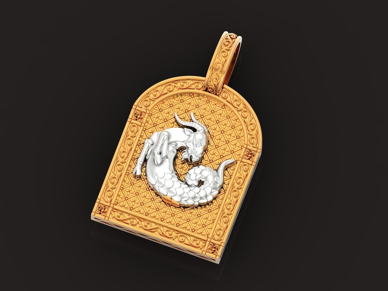 pendant capricorn astrology zodiac sign 1485 3D print model_39