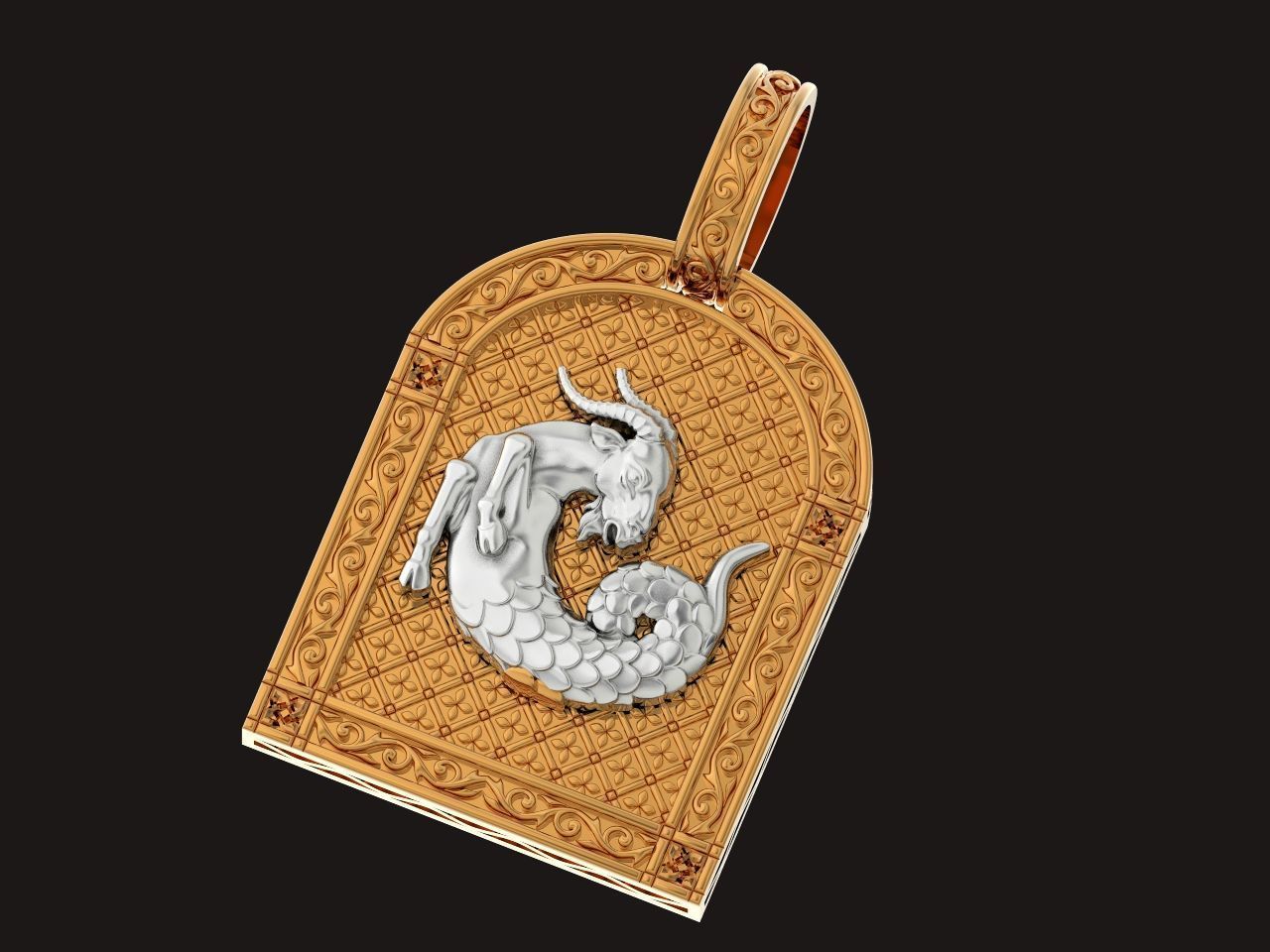 pendant capricorn astrology zodiac sign 1485 3D print model_14