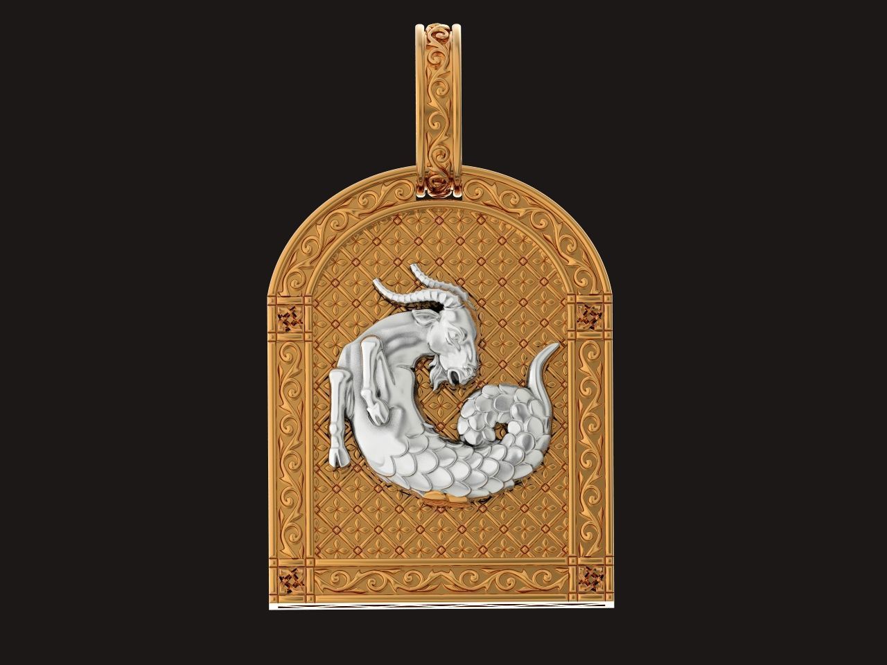 pendant capricorn astrology zodiac sign 1485 3D print model_13