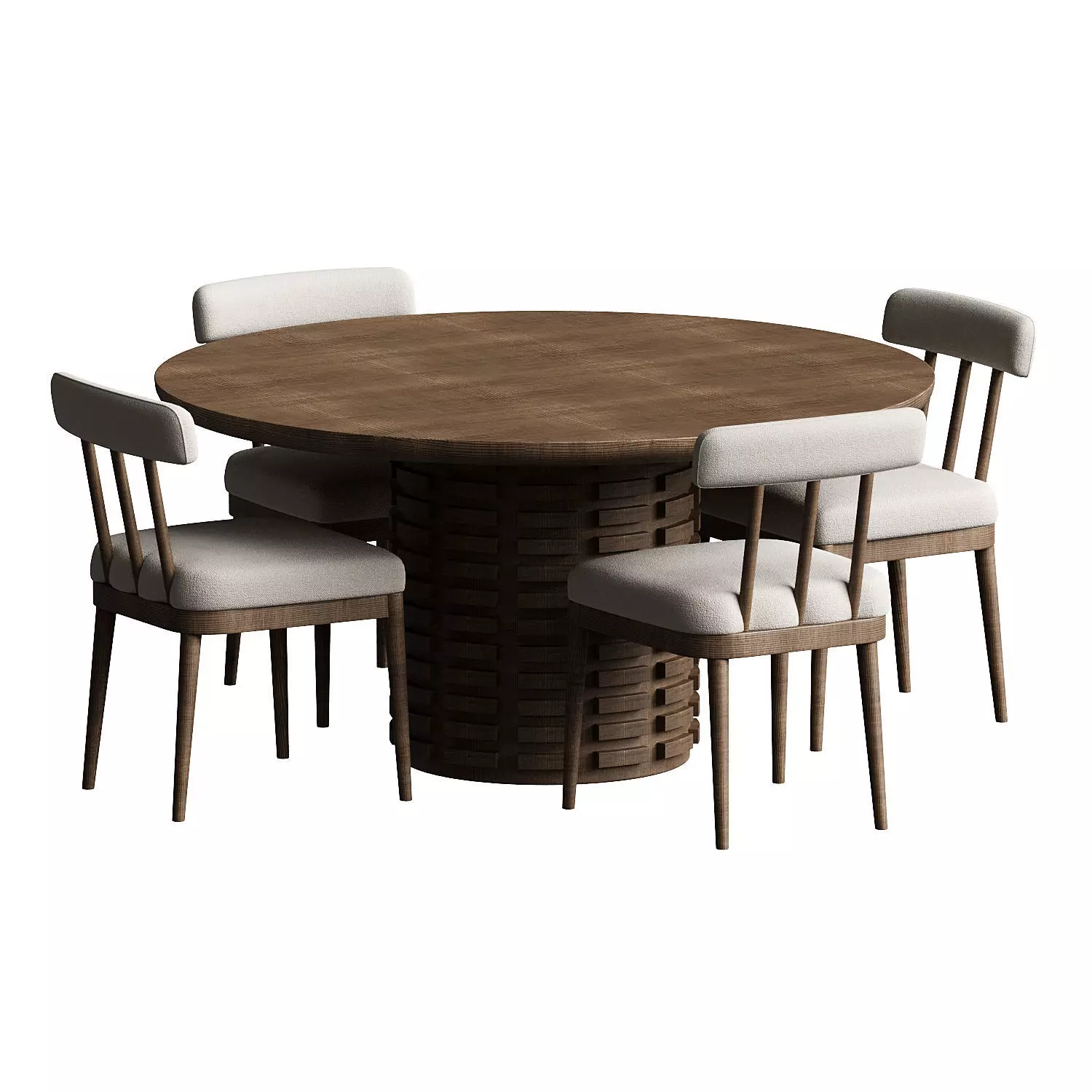 Arcos Oak Wood Dining Table chair 3D model