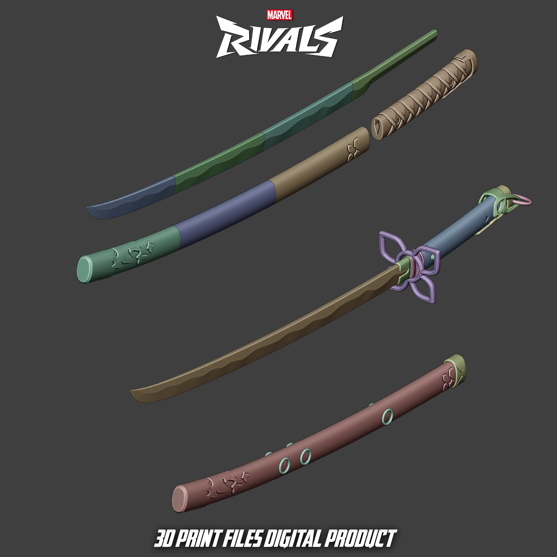Psylocke Psy Cosplay Katana Marvel Rivals 3D print model_7