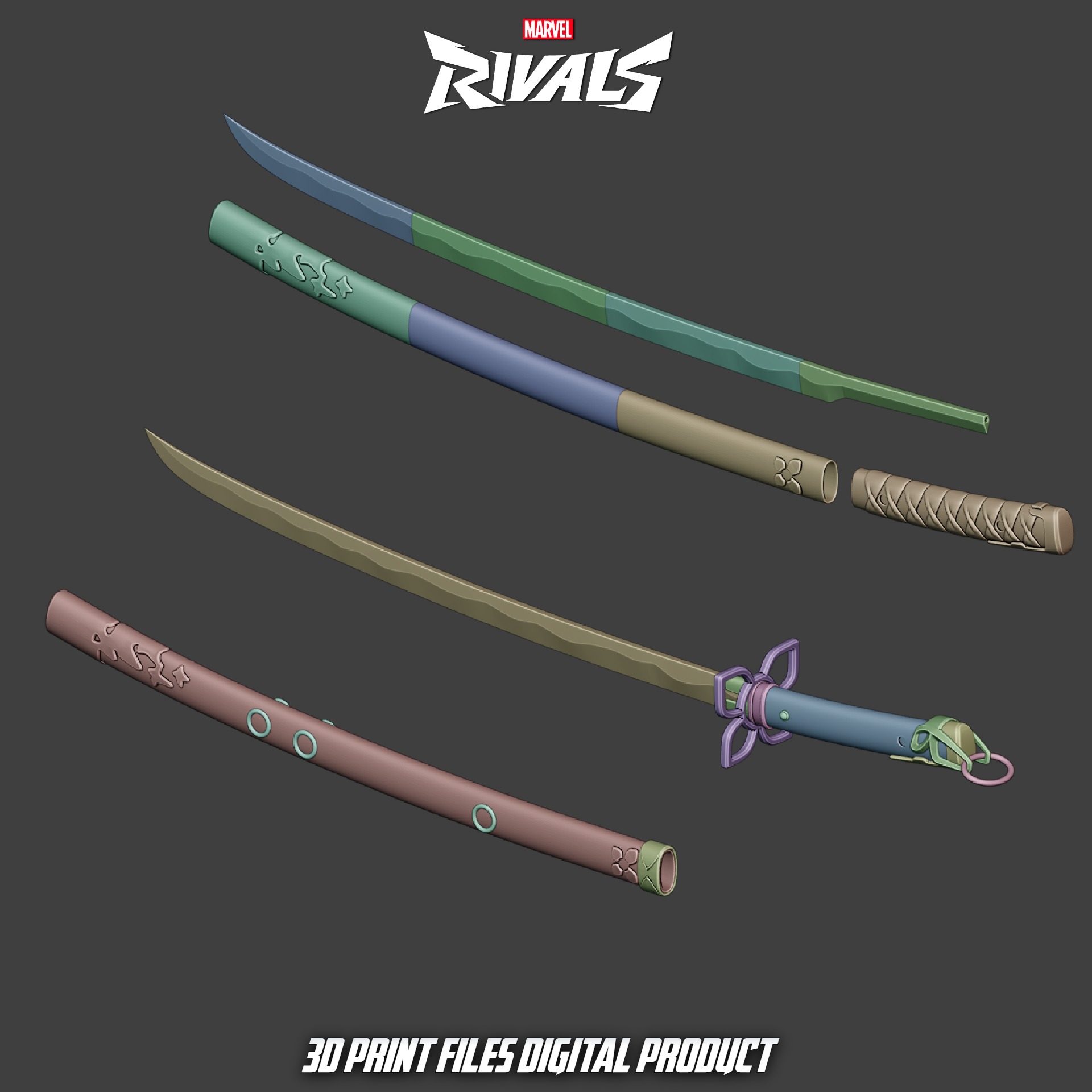 Psylocke Psy Cosplay Katana Marvel Rivals 3D print model_6