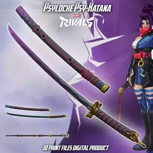 Psylocke Psy Cosplay Katana Marvel Rivals 3D print model Psylocke Psy Cosplay Katana Marvel Rivals 3D print model
