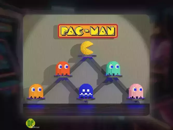 Pacman and Ghosts - Voxels Style 3D print model