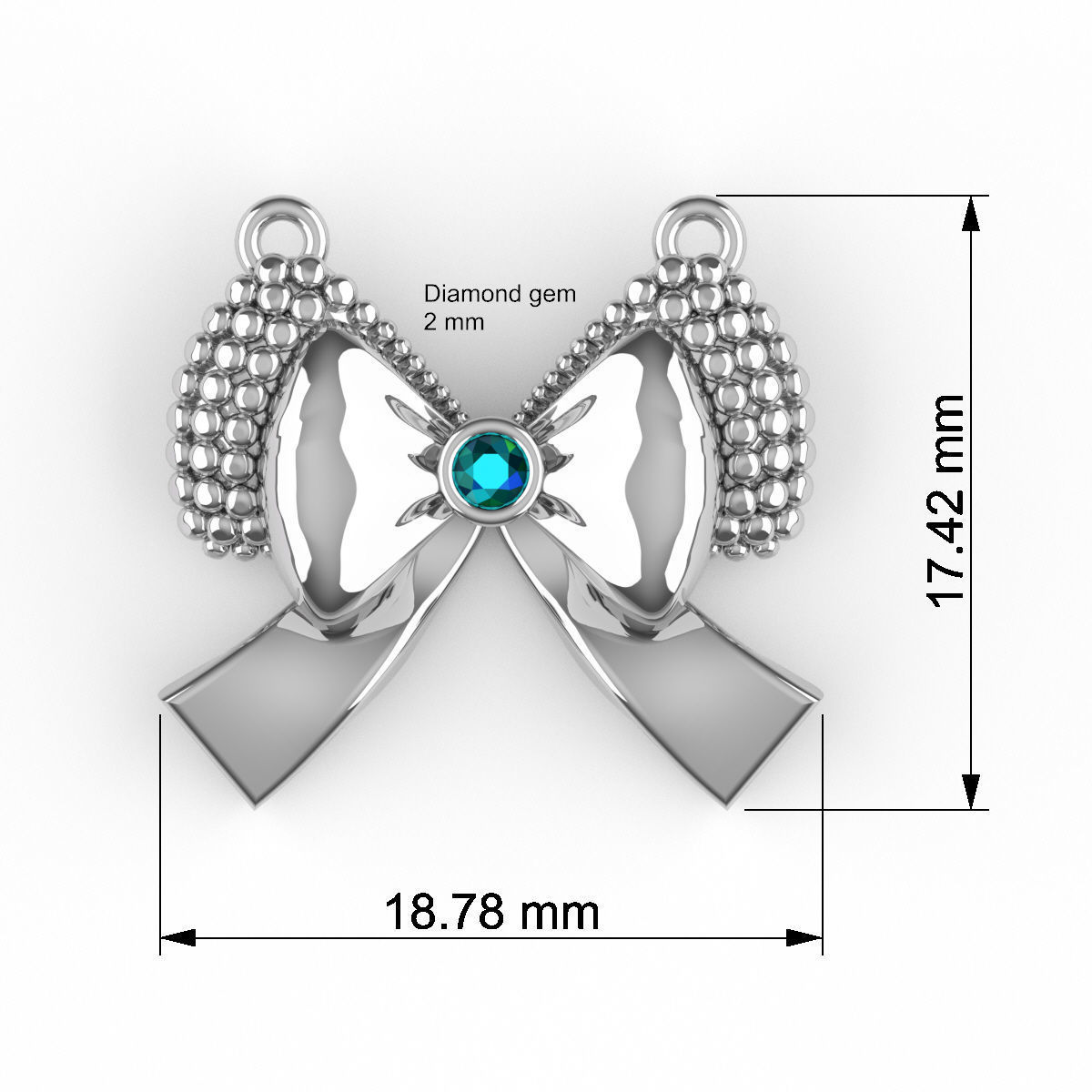 Bow Pendant 3D print model_4