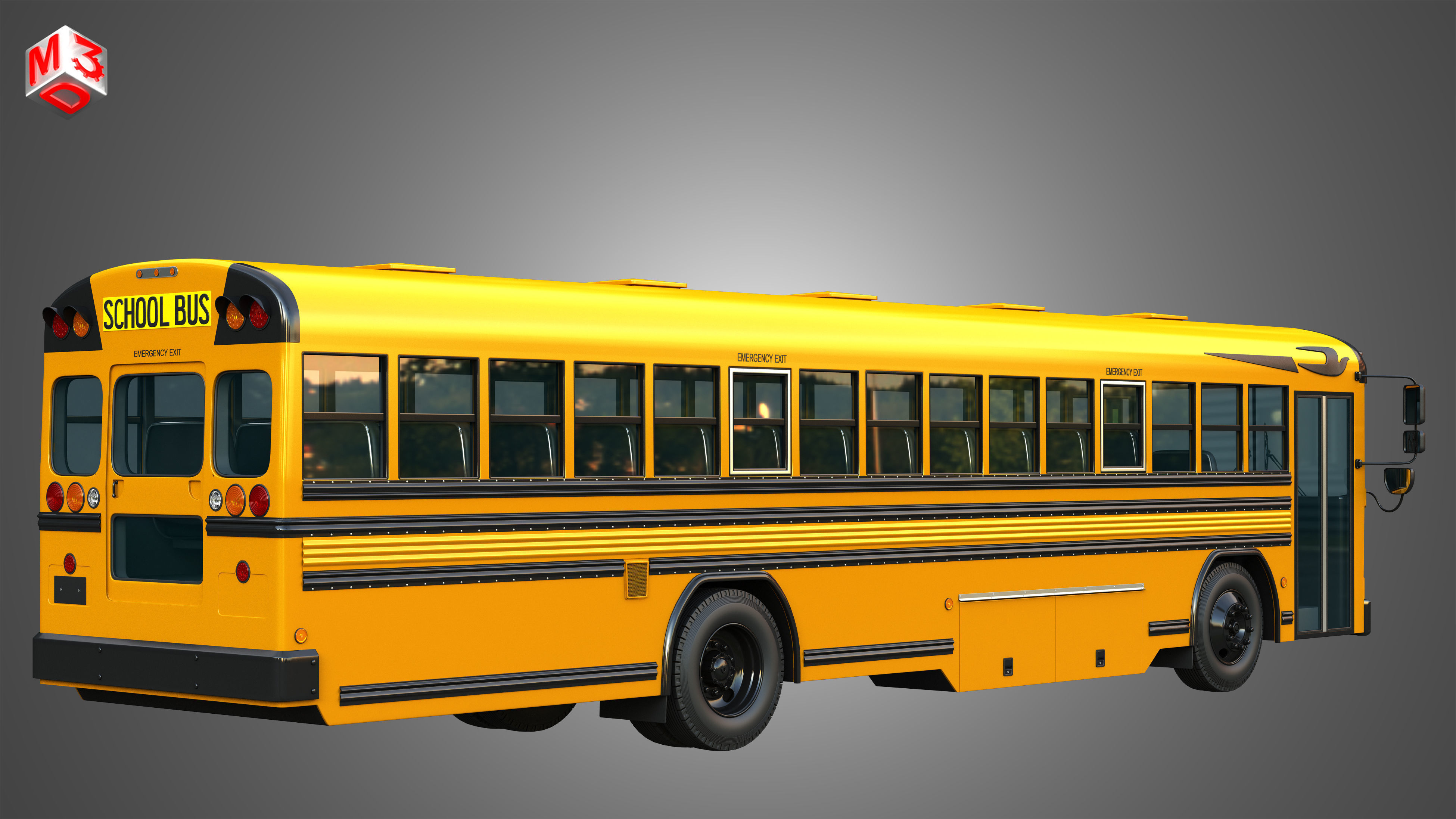 Blue Bird School Bus - 60 Passenger 3D model_3