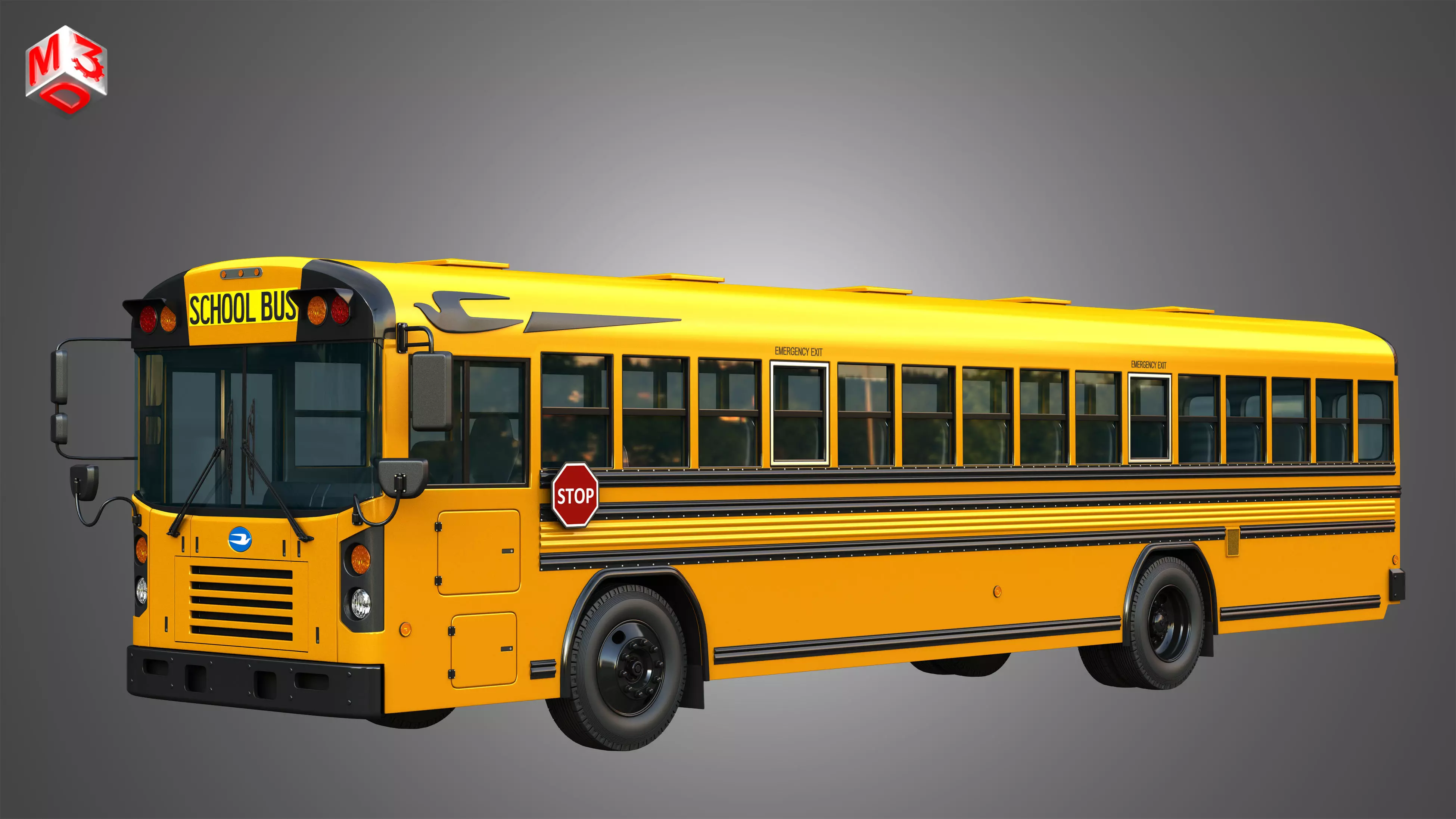 Blue Bird School Bus - 60 Passenger 3D model_0