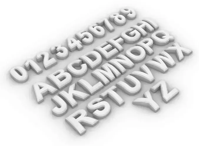 3d letters and numbers STL file for 3D printer 3D printing