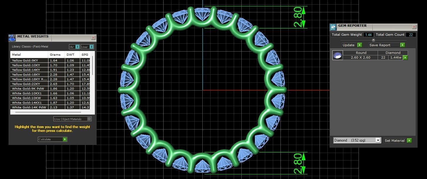 U Shaped Eternity Ring 2 point 6 mm stone size swiss 11 and EU51 3D print model_4