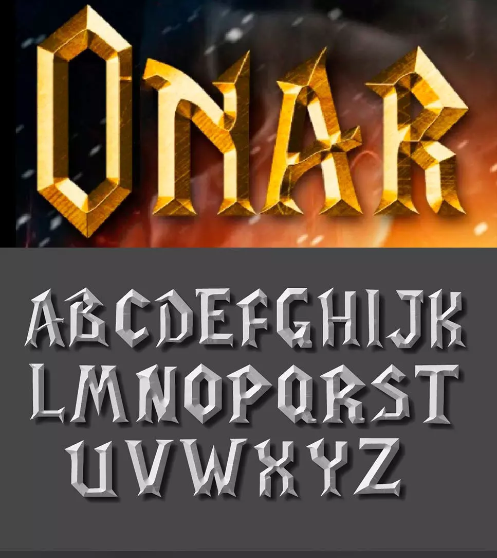 Font alphabet Letters Legendary style 3D print model