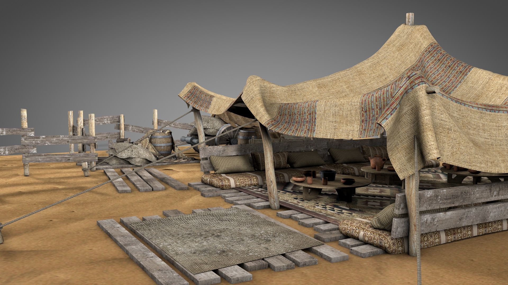 Traditional Nomad Tent v2 3D model_7