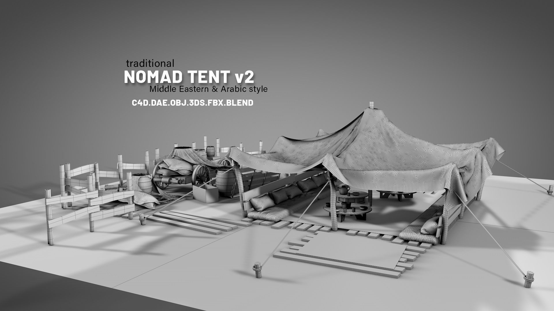 Traditional Nomad Tent v2 3D model_1