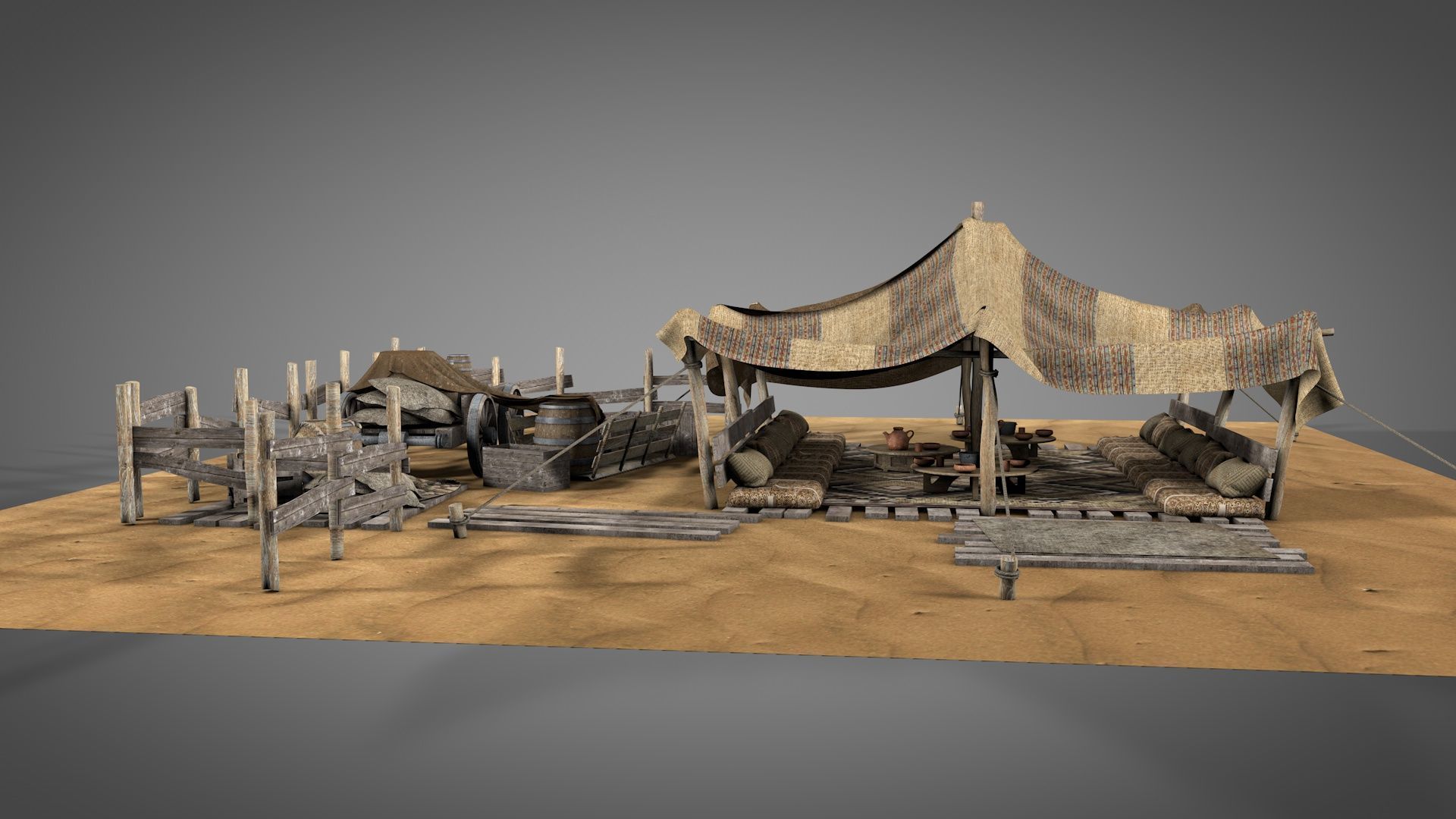 Traditional Nomad Tent v2 3D model_2