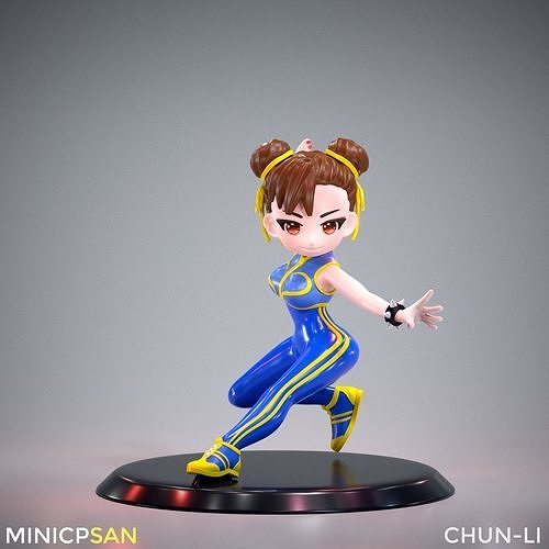 Mini Chun Li Alpha Outfit 02 - Street Fighter Game Figure 3D print model