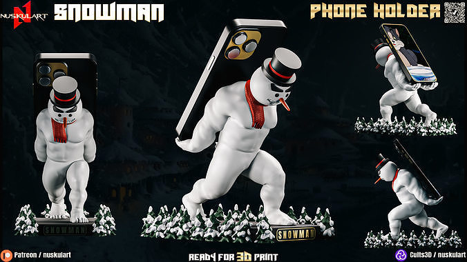 Snowman - Phone Holder - Collectible Legendary 3D Print Model Free 3D print model