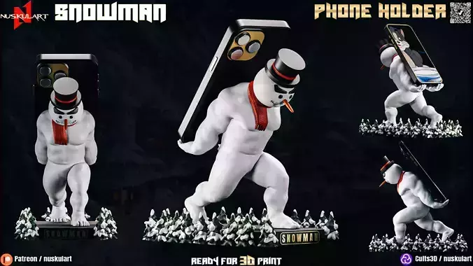 Snowman - Phone Holder - Collectible Legendary 3D Print Model Free 3D print model