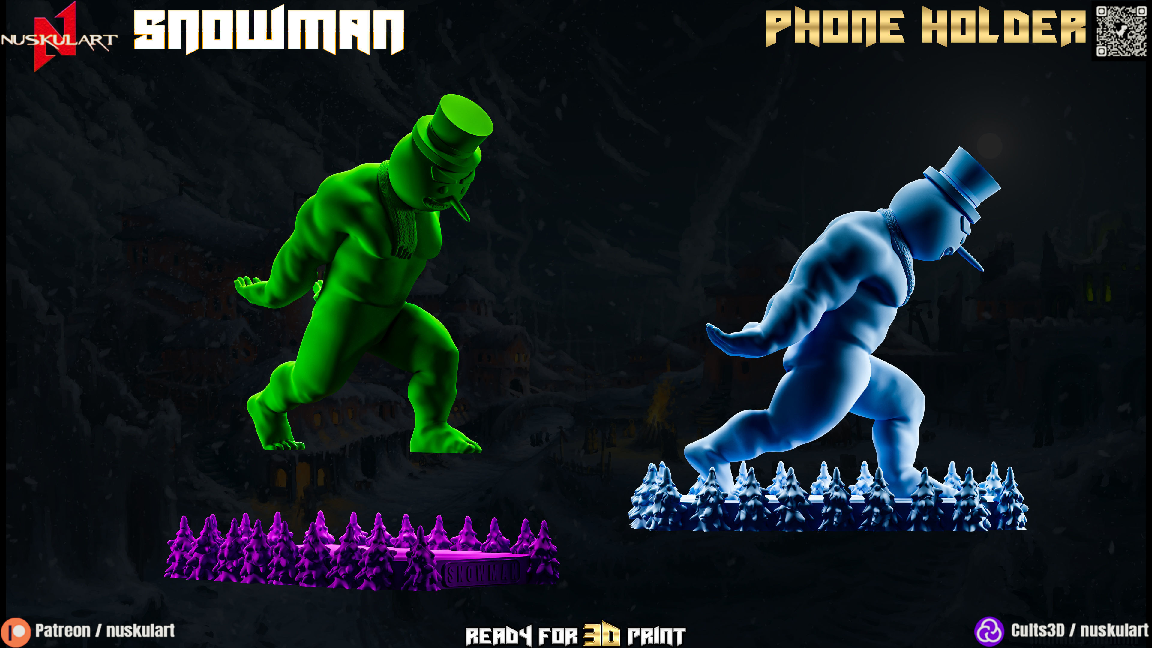 Snowman - Phone Holder - Collectible Legendary 3D Print Model Free 3D print model_2