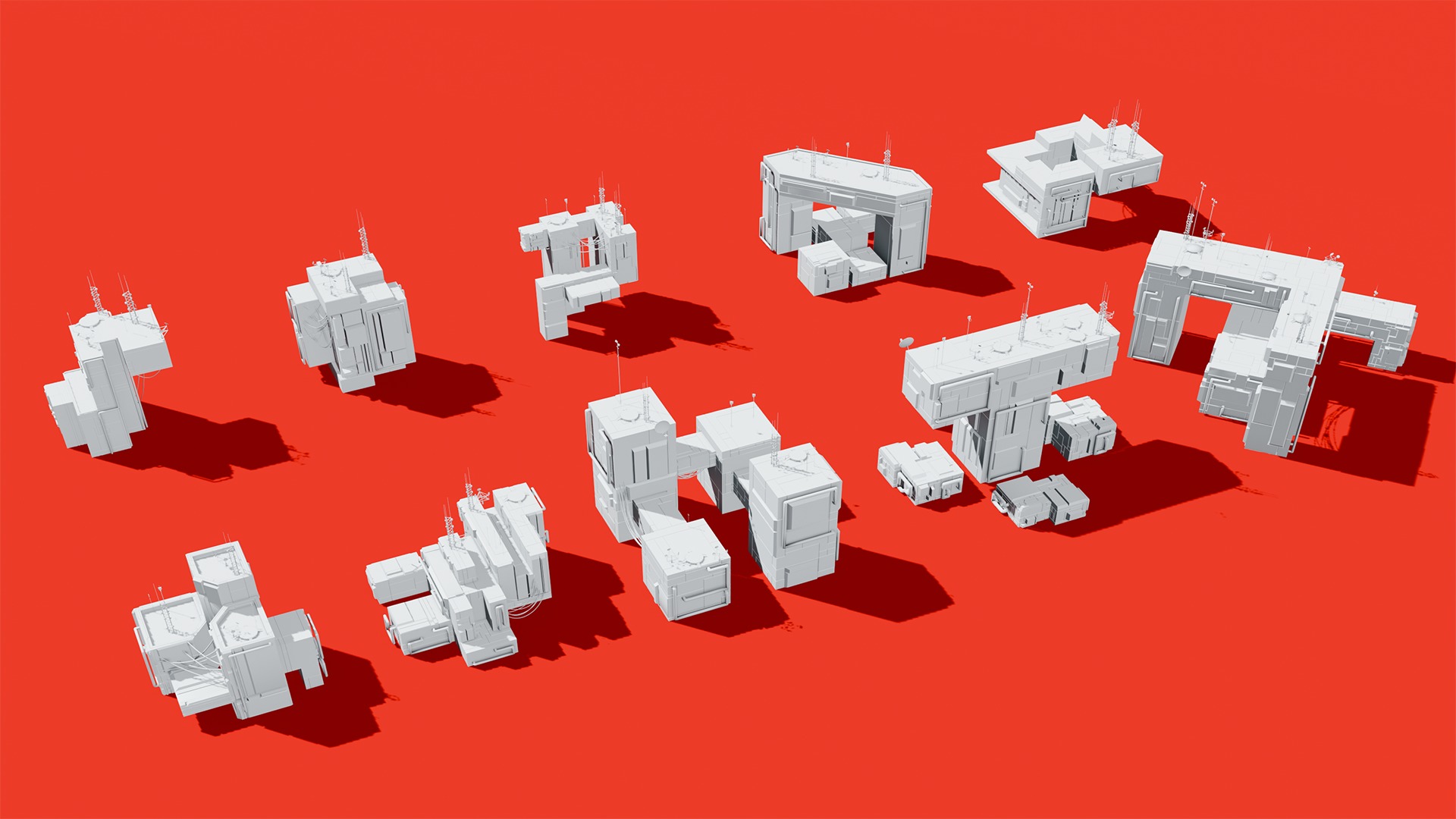 Sci-Fi Buildings Pack Low-poly 3D model_1