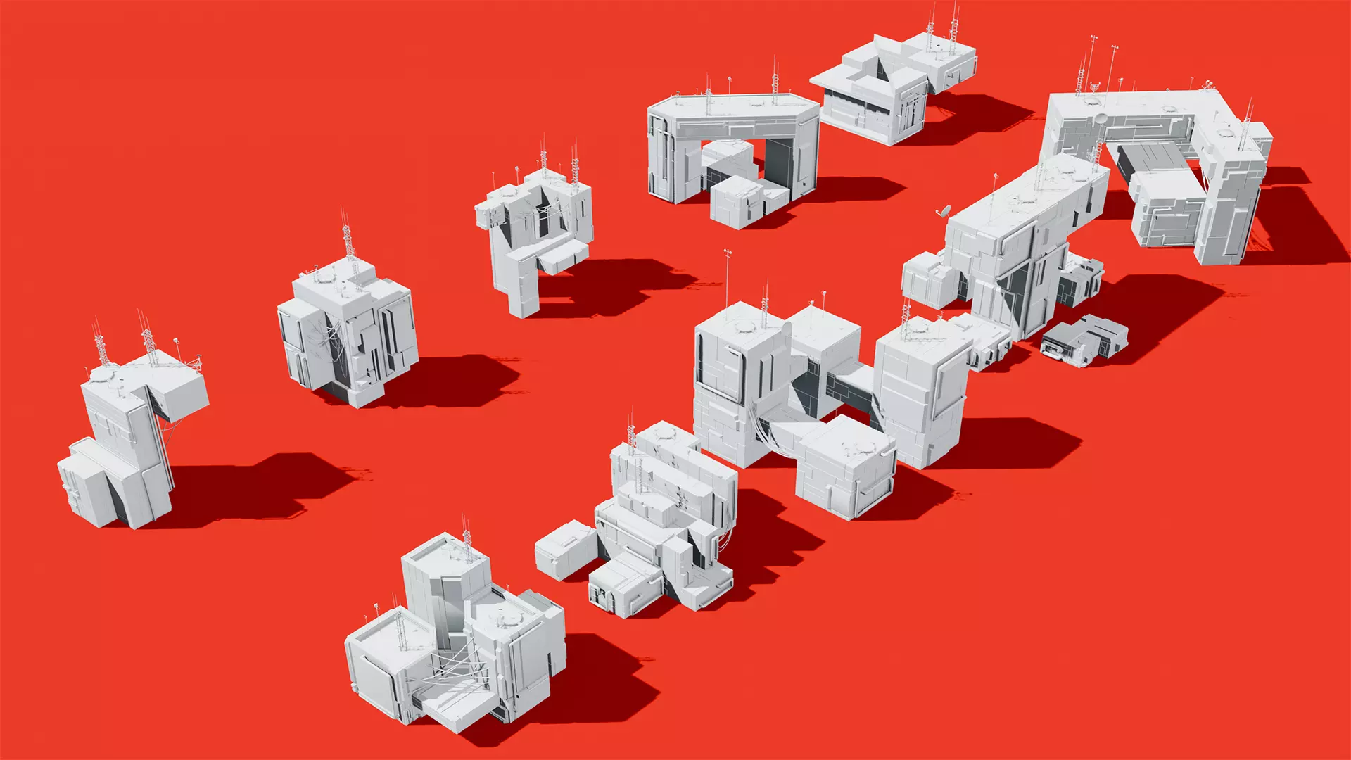 Sci-Fi Buildings Pack Low-poly 3D model_0
