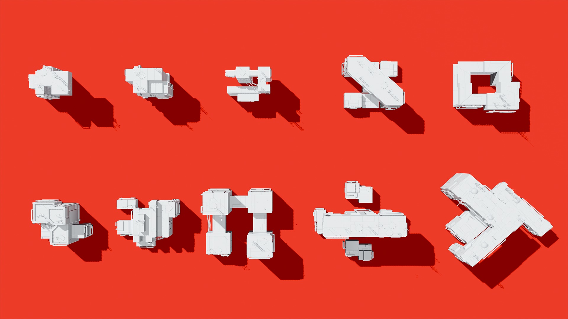 Sci-Fi Buildings Pack Low-poly 3D model_2