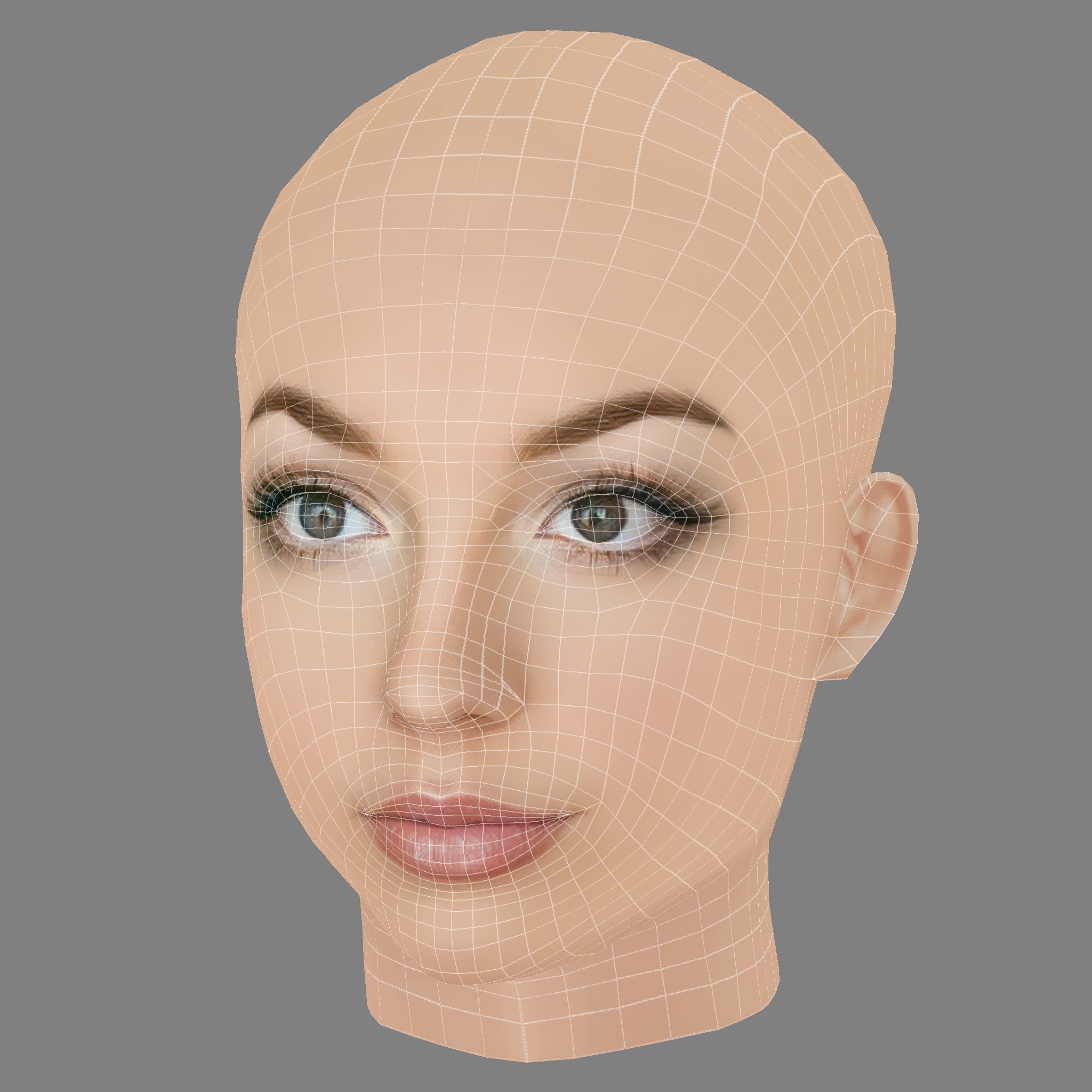 Britney Spears Head - No Hair - Low poly head for game Low-poly 3D model_8