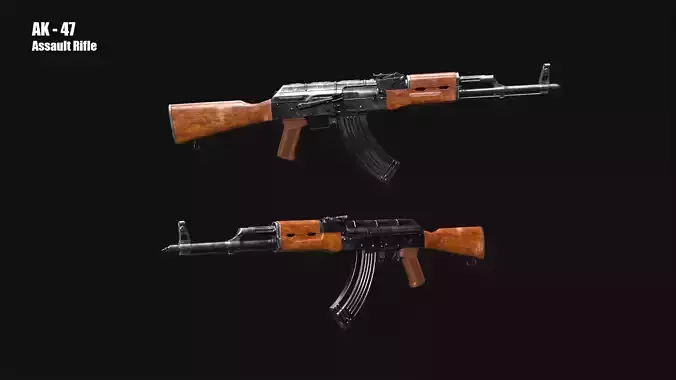AK 47 Assault Rifle Low-poly 3D model