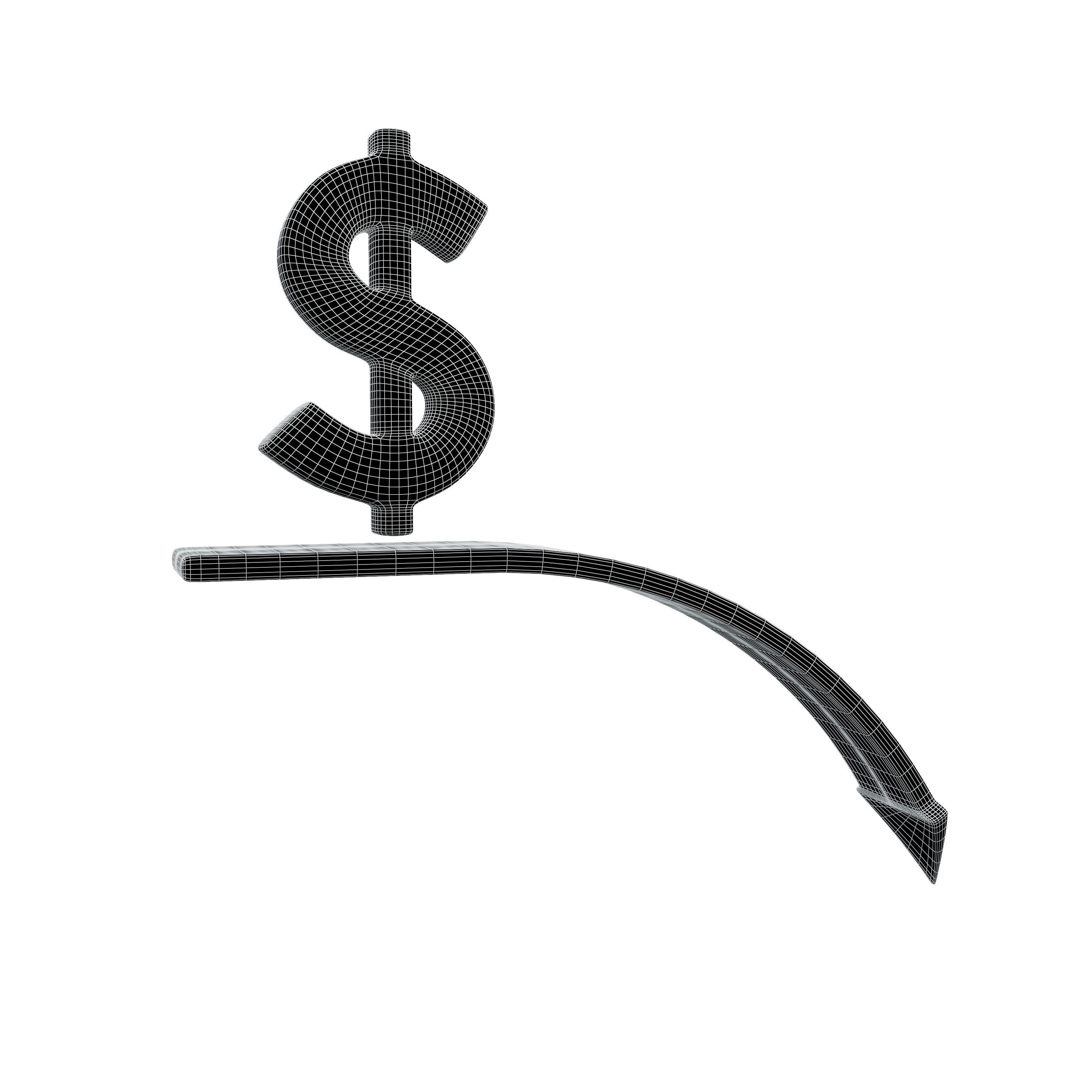 Dollar Trend Down Icon v1 001 Low-poly 3D model_4