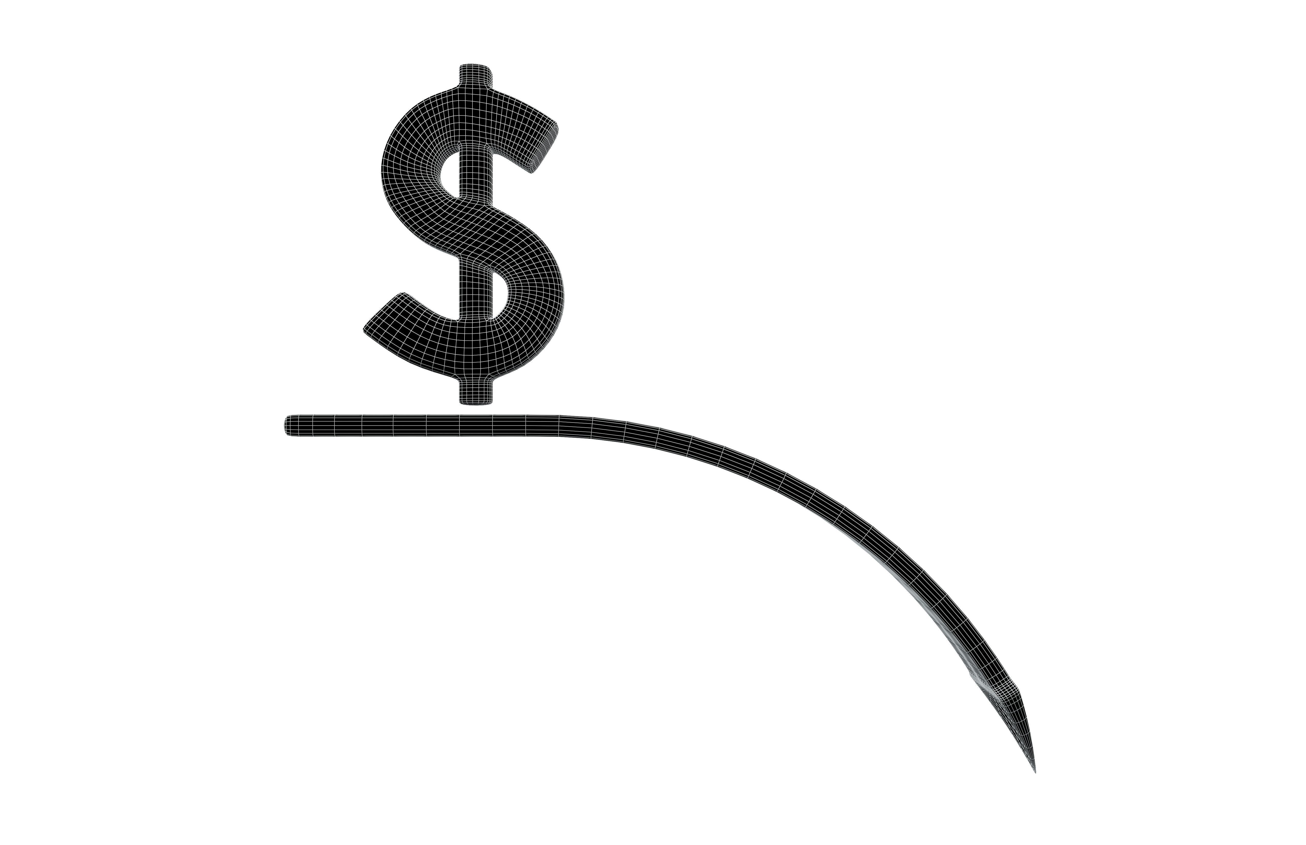 Dollar Trend Down Icon v1 001 Low-poly 3D model_5