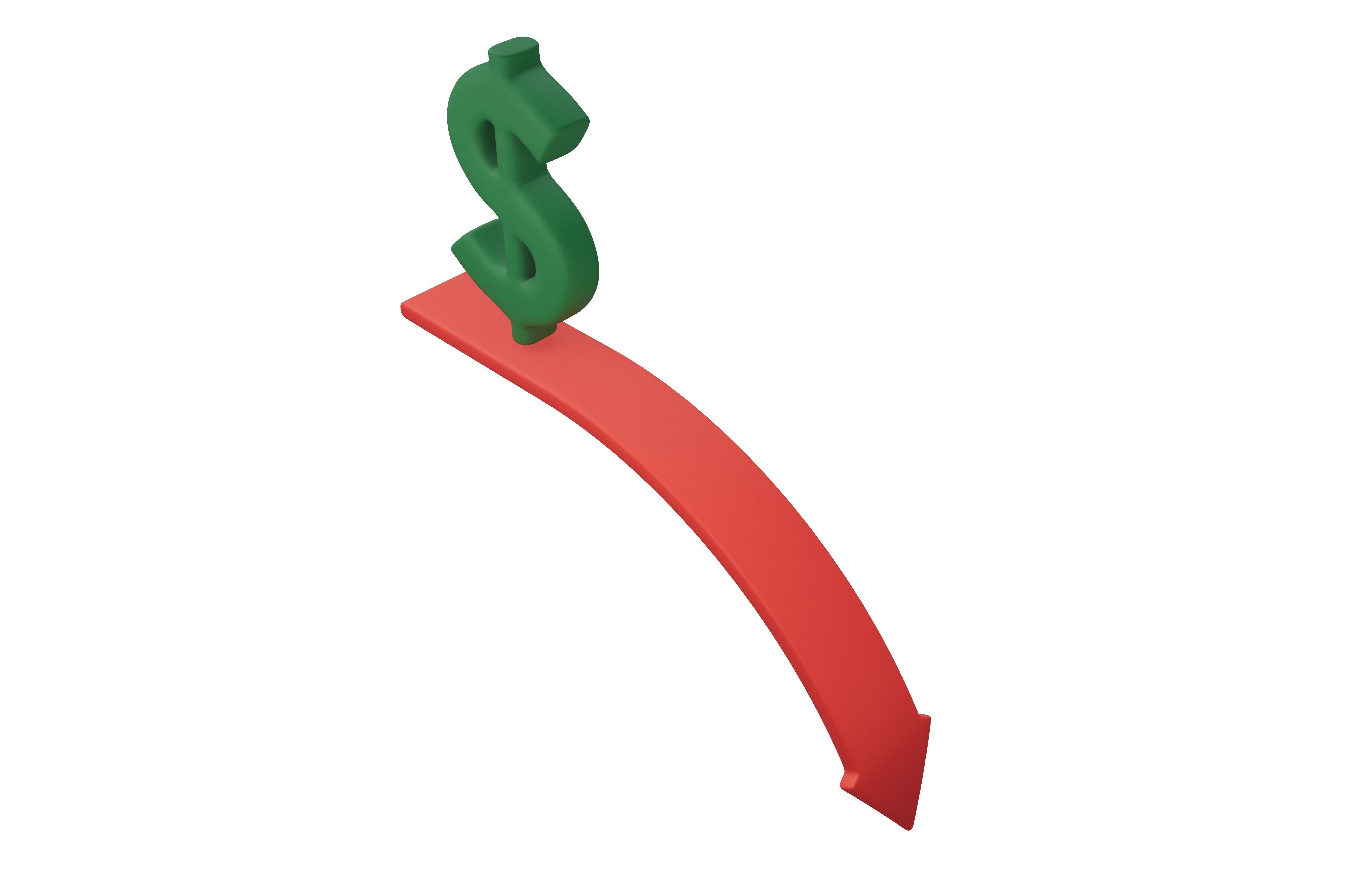 Dollar Trend Down Icon v1 001 Low-poly 3D model_2