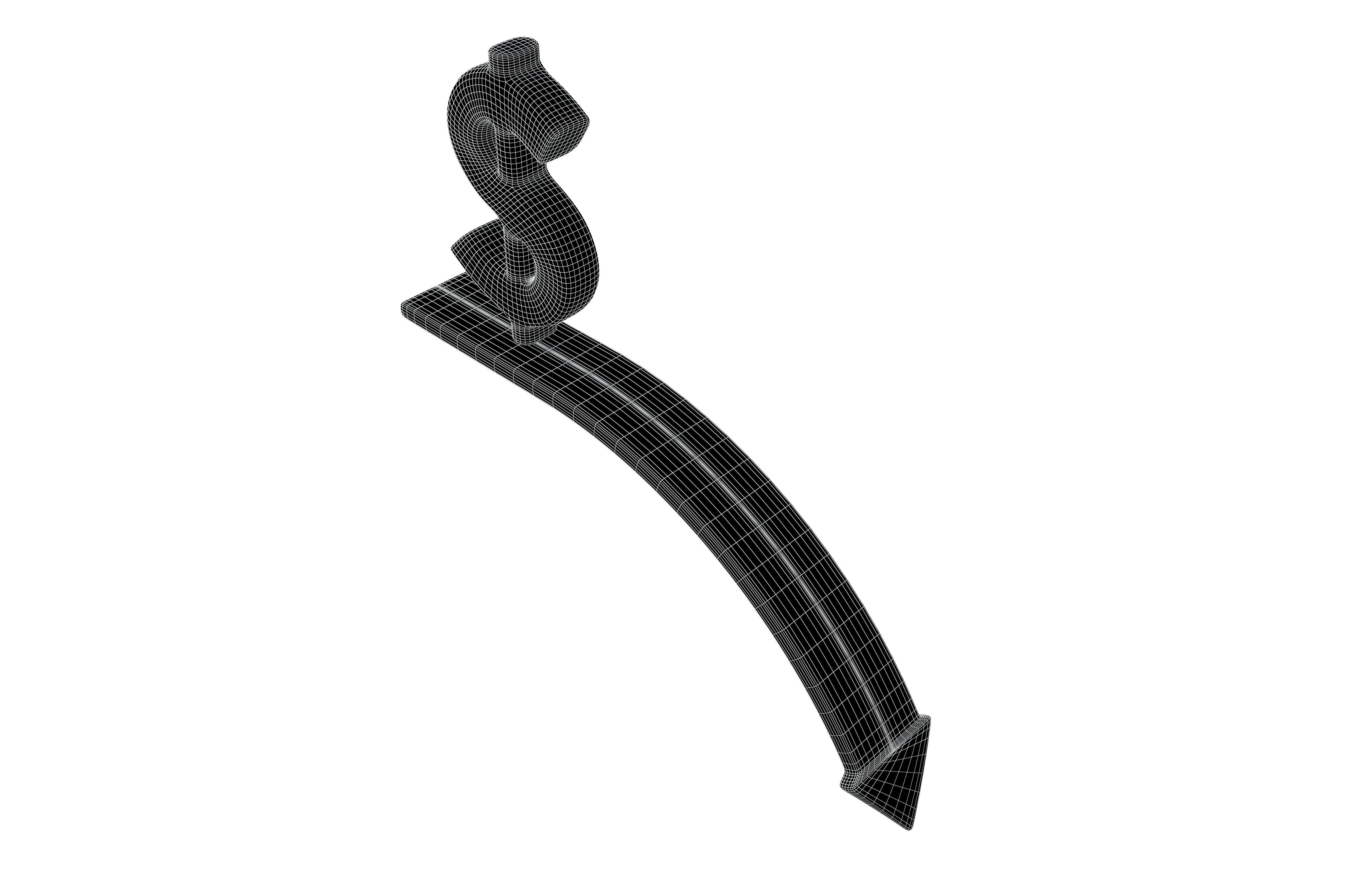 Dollar Trend Down Icon v1 001 Low-poly 3D model_6