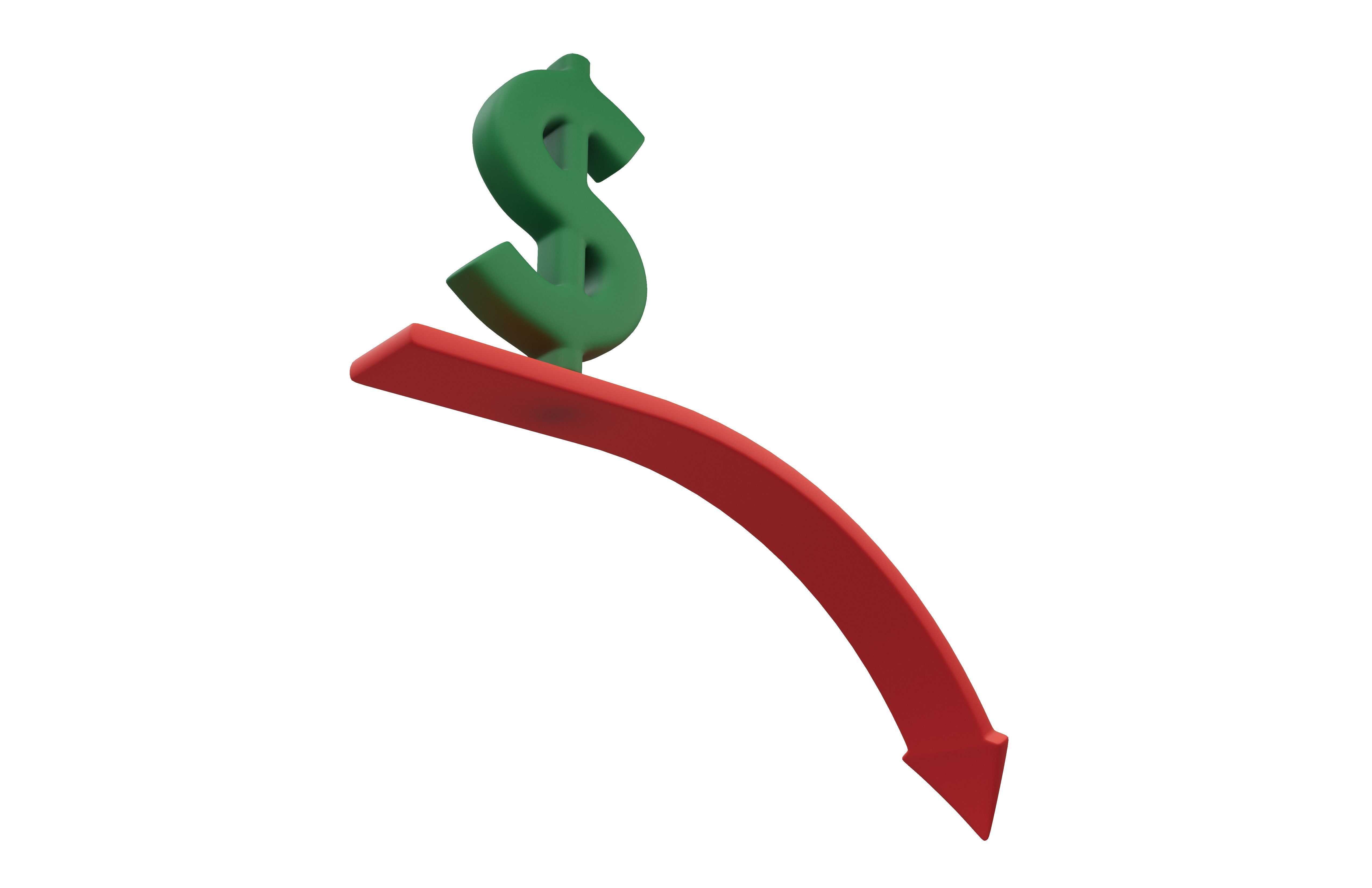 Dollar Trend Down Icon v1 001 Low-poly 3D model_3