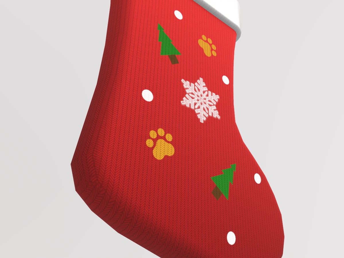 Stylized Low-Poly Christmas Stocking Set  Low-poly 3D model_3