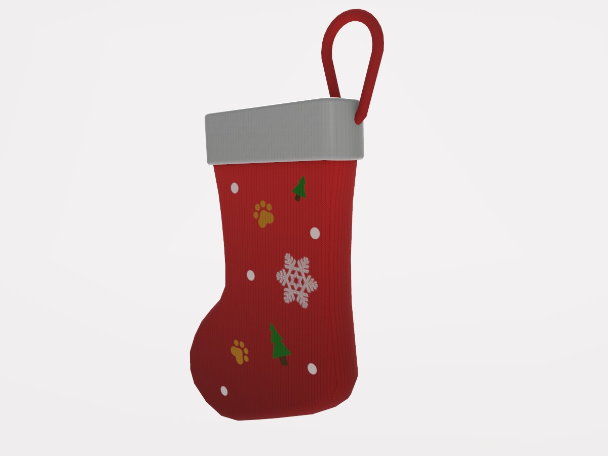 Stylized Low-Poly Christmas Stocking Set  Low-poly 3D model_4