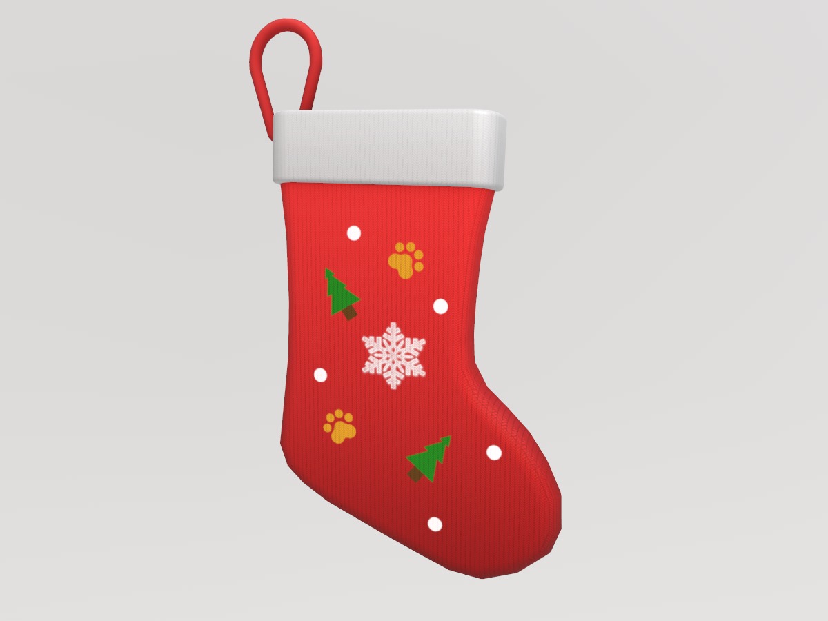 Stylized Low-Poly Christmas Stocking Set  Low-poly 3D model_2