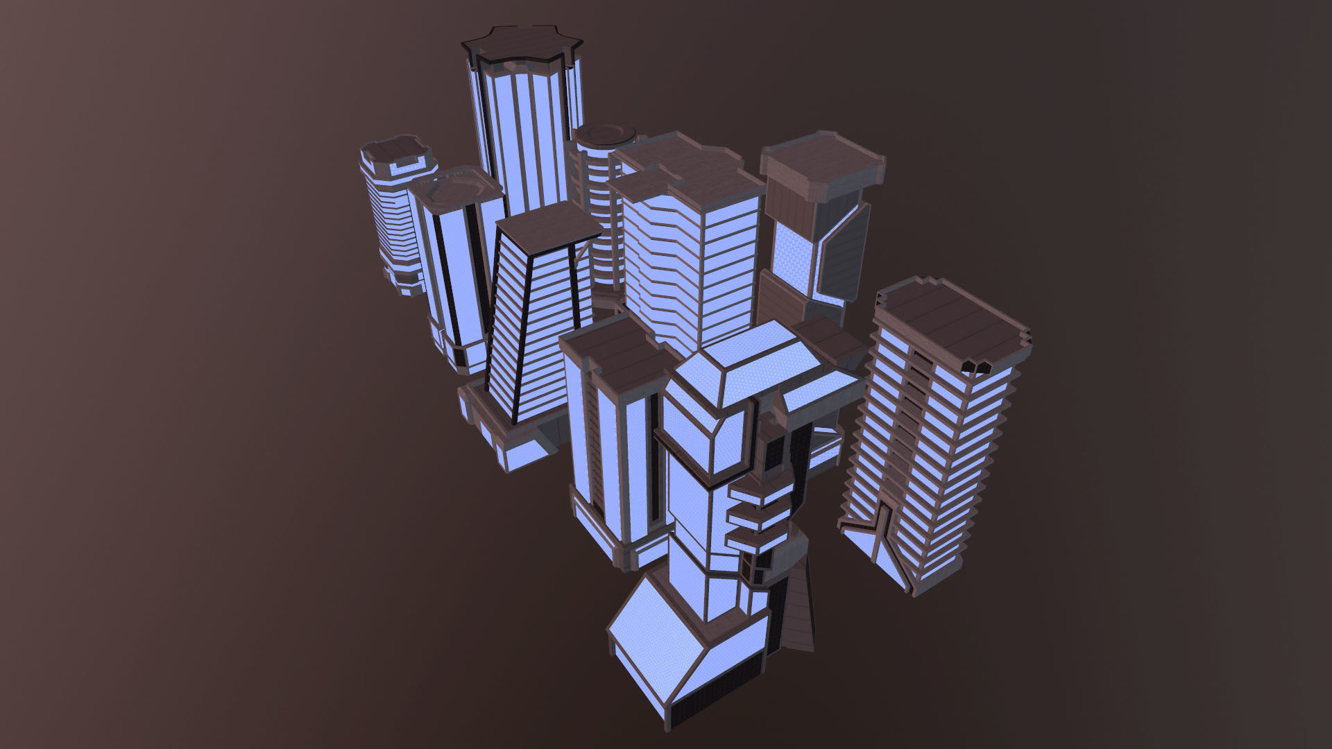 Scifi buildings pack Low-poly 3D model_5