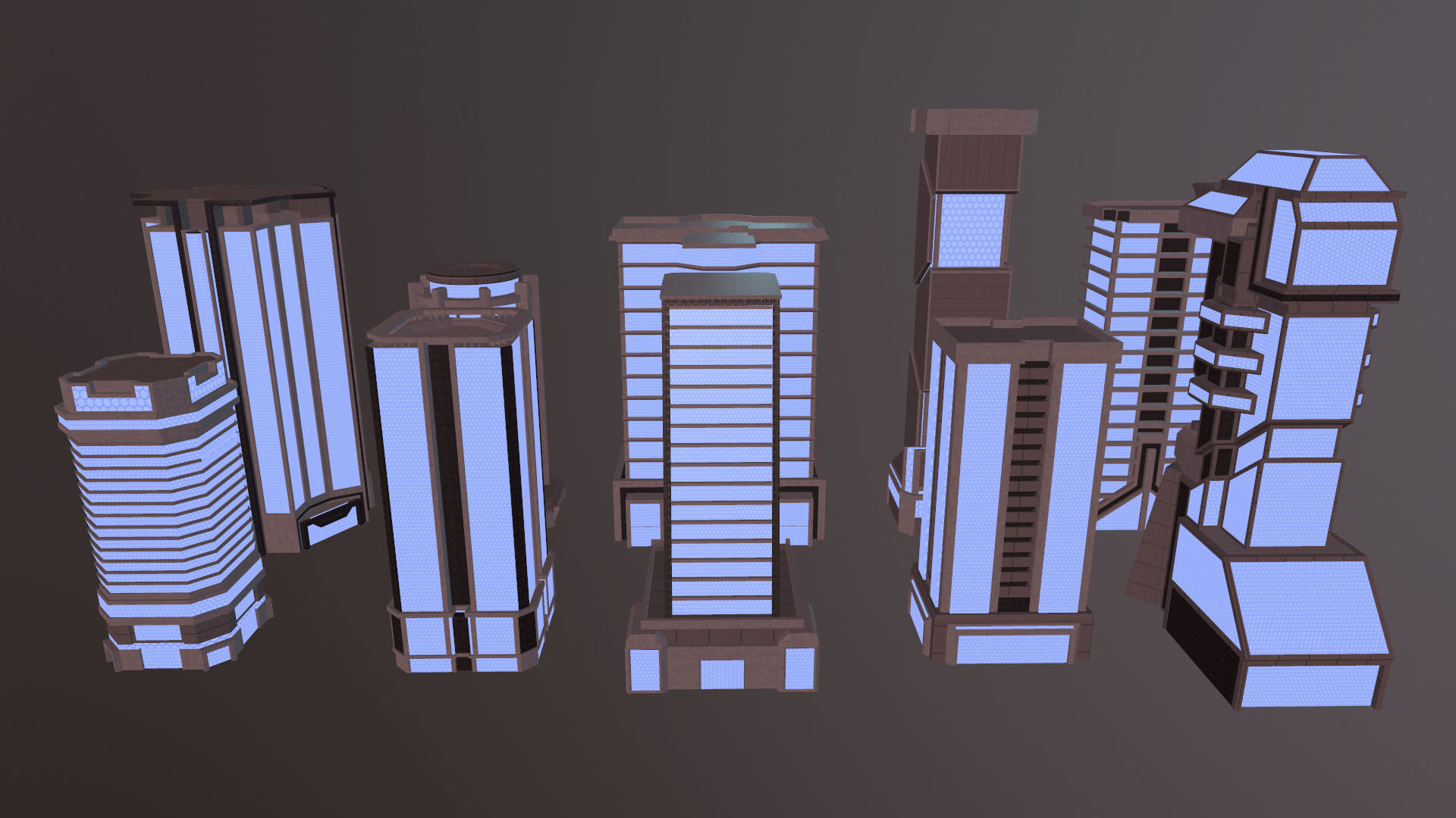 Scifi buildings pack Low-poly 3D model_6