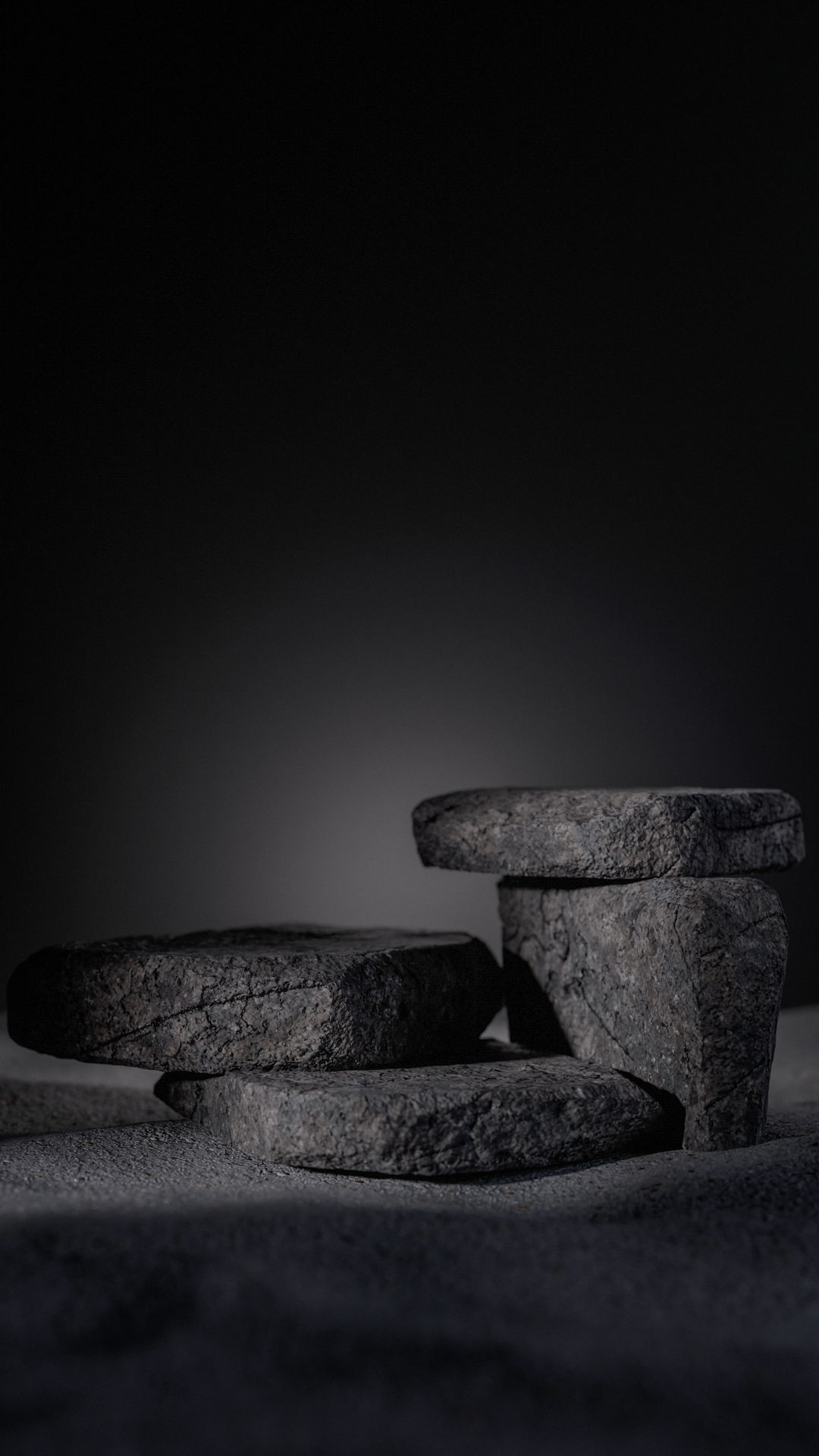 Two black containers on stone surface 3D model_7