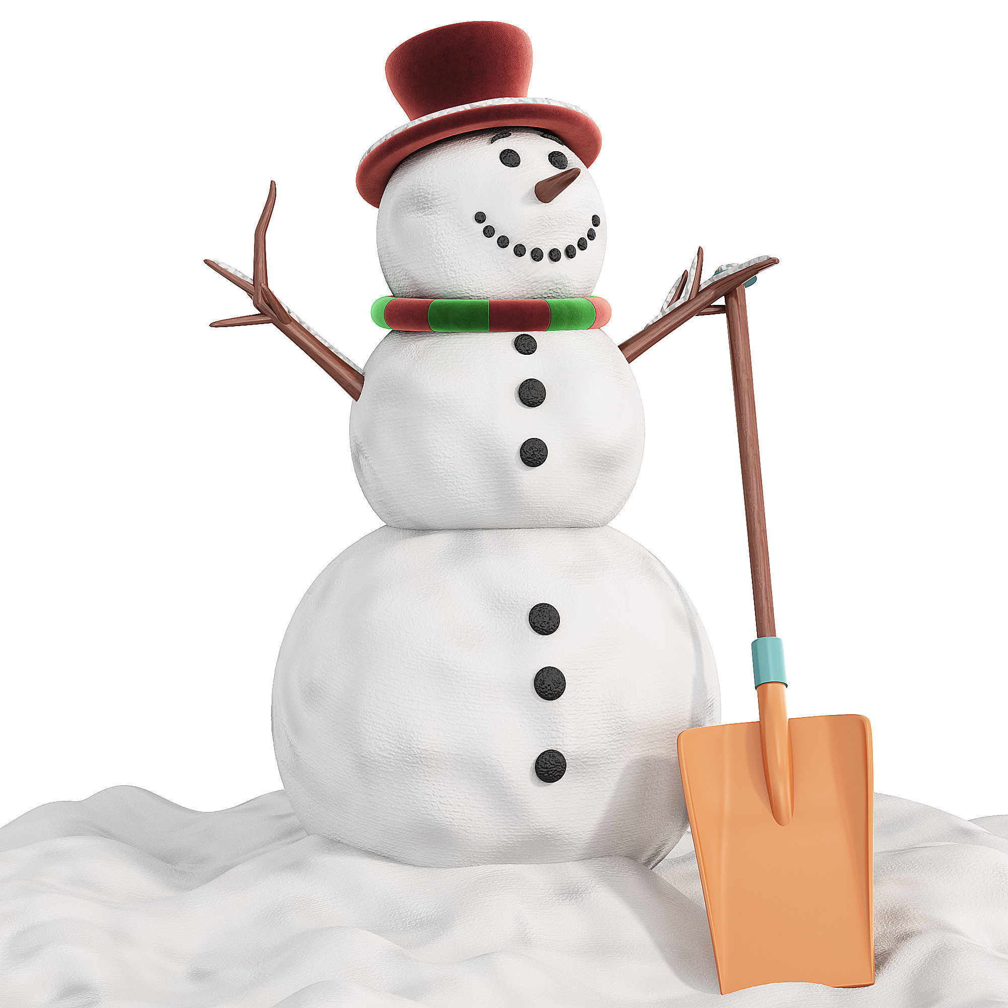 snowman made of snow 3D model_1