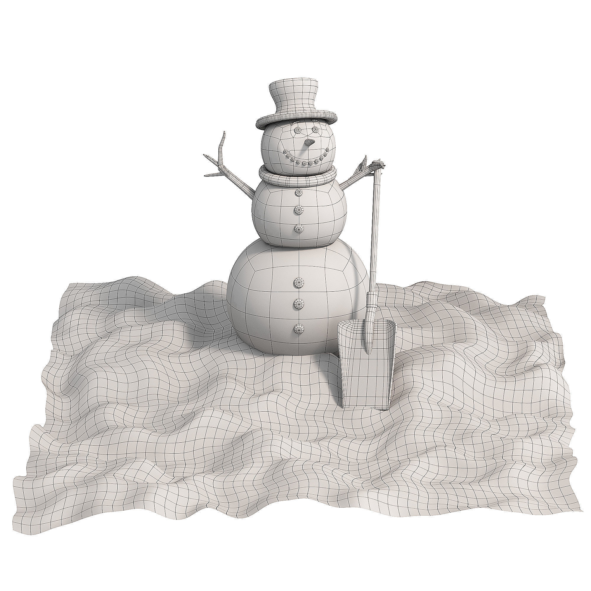 snowman made of snow 3D model_2