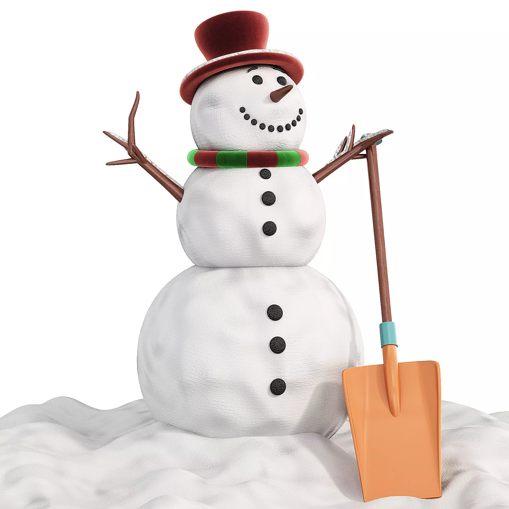 snowman made of snow 3D model_0