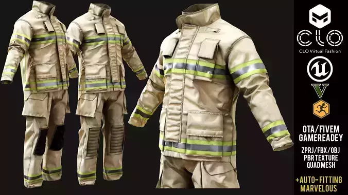 LAFD Firefighter Uniform Jacket  Shirt  GTA V  FiveM Ready  Low-poly 3D model