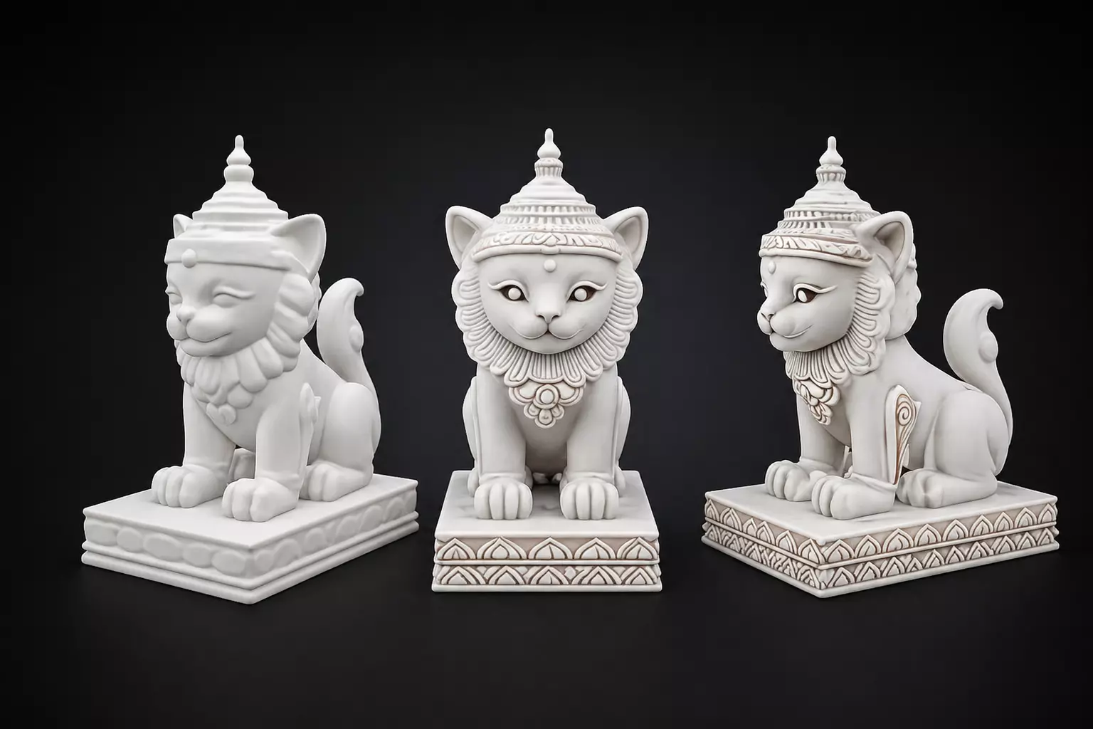 Ceramic Stone guardian lion Low-poly 3D model