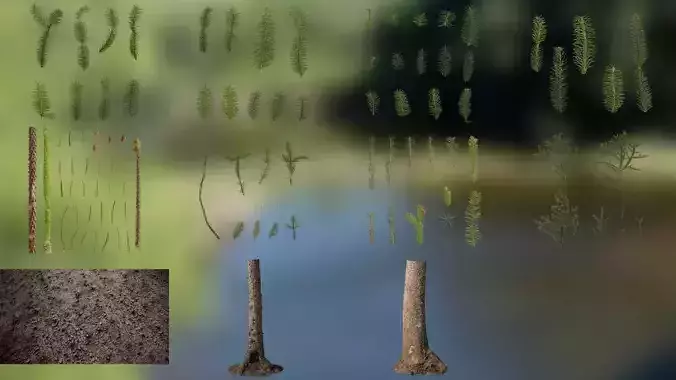 Dragon Spruce Trunk Model And Textures Pack