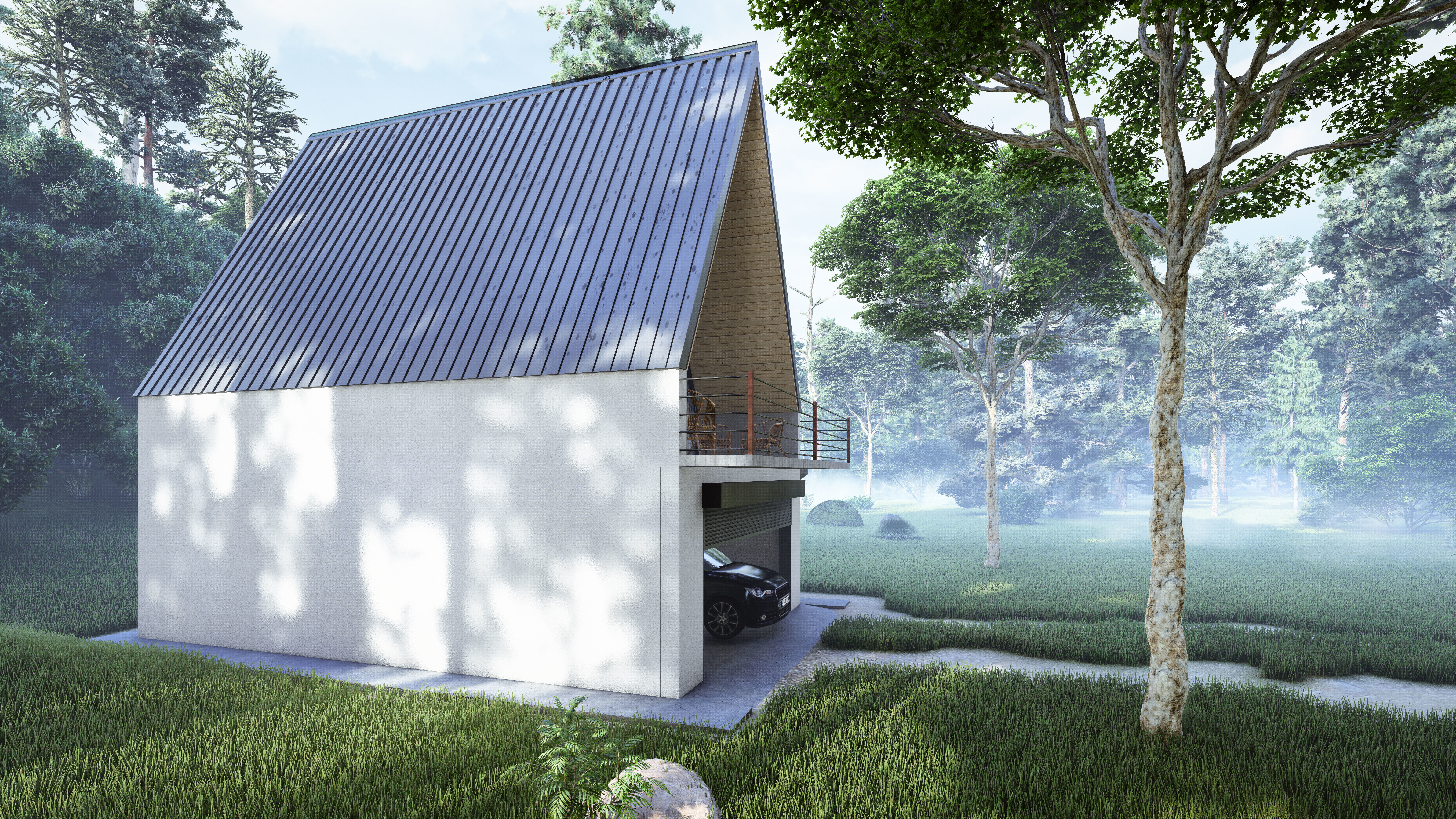 A-Frame House Garage 3D Model Architectural Visualization  3D model_5