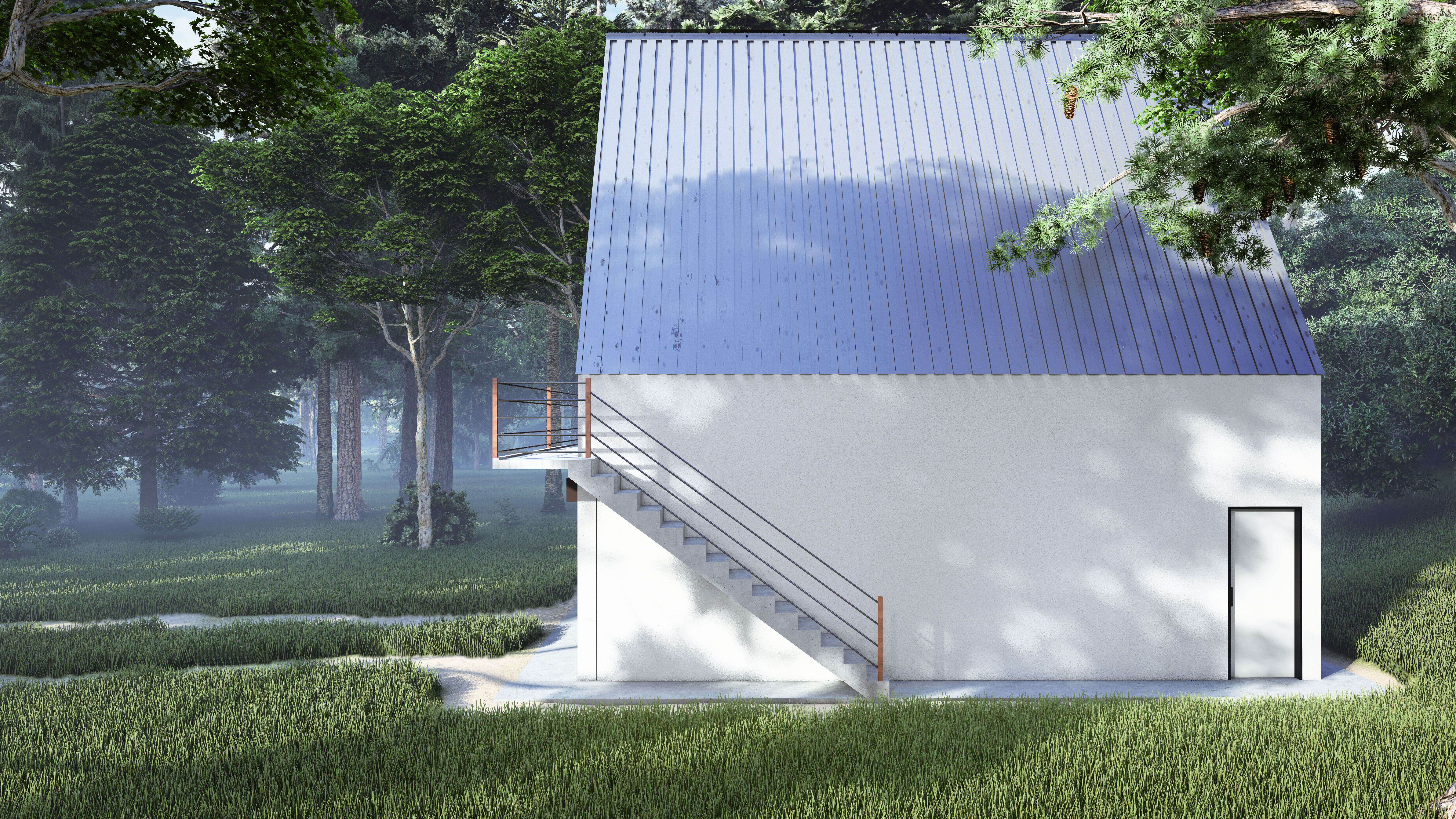 A-Frame House Garage 3D Model Architectural Visualization  3D model_3