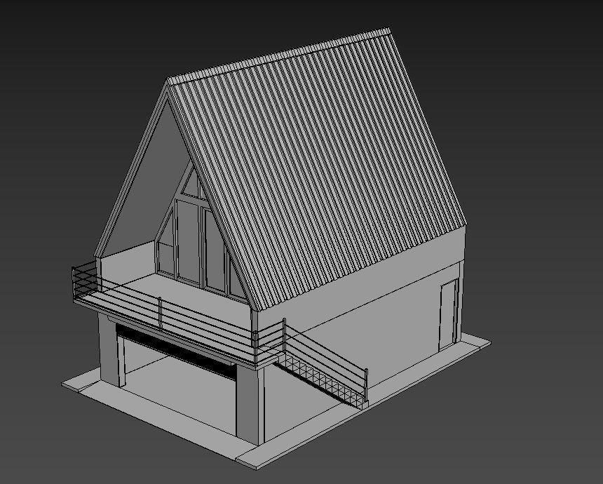 A-Frame House Garage 3D Model Architectural Visualization  3D model_6