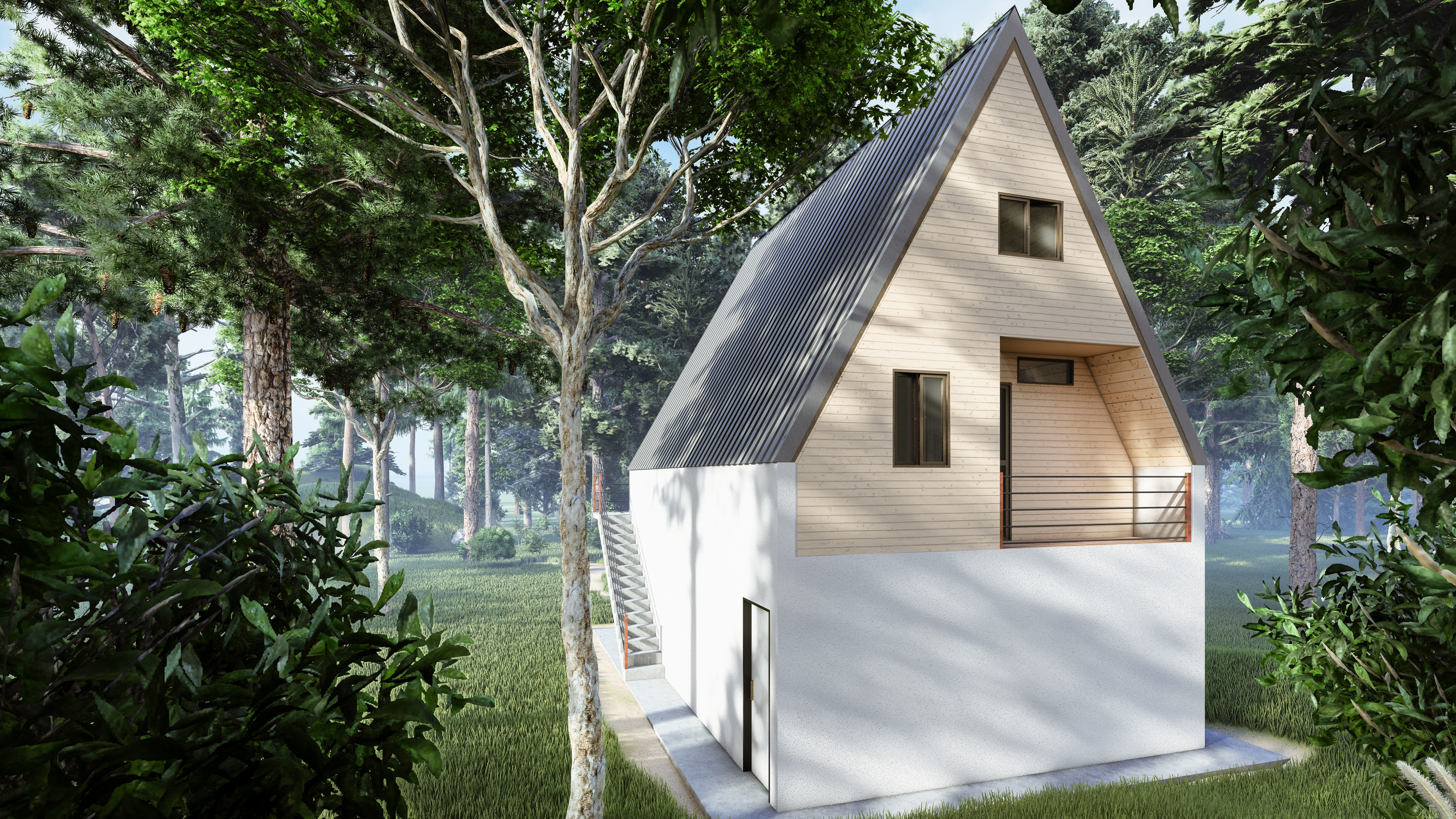A-Frame House Garage 3D Model Architectural Visualization  3D model_4
