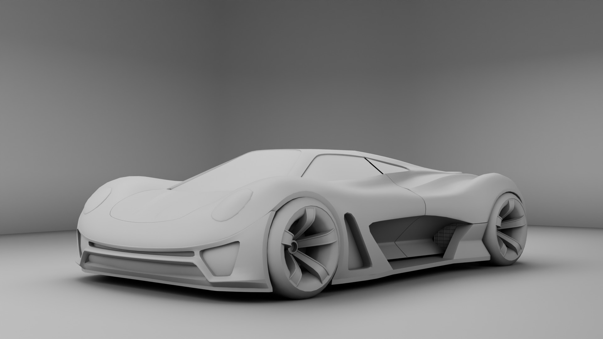 Racing Concept Car - Mid Poly 3D Model with Base Interior Low-poly 3D model_5